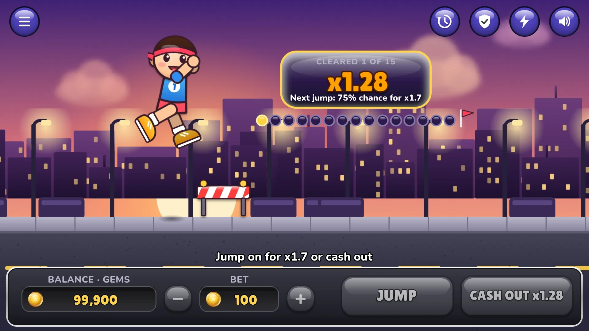 Tap JUMP to clear the next hurdle