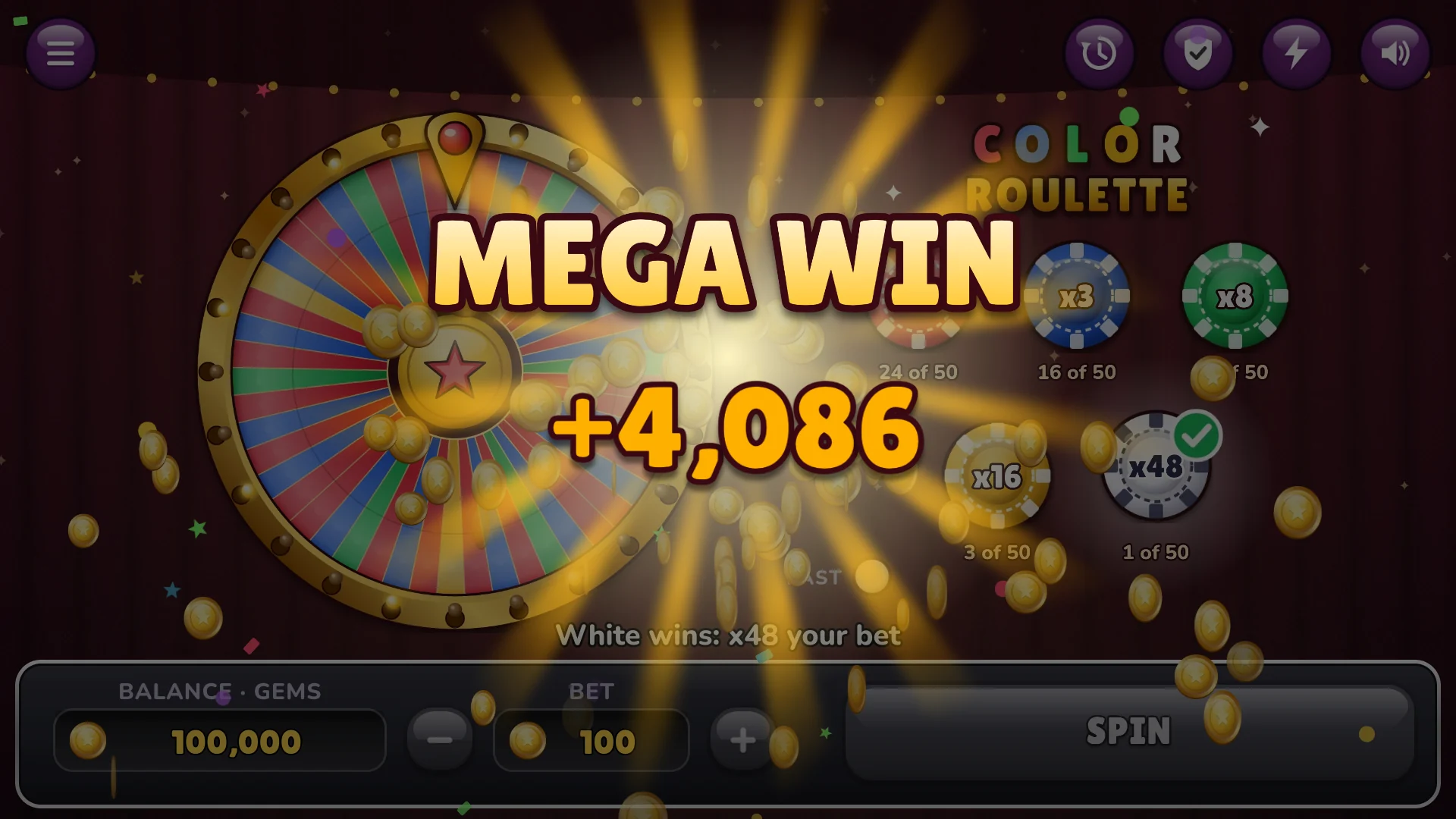 The single white sector pays forty-eight times the bet