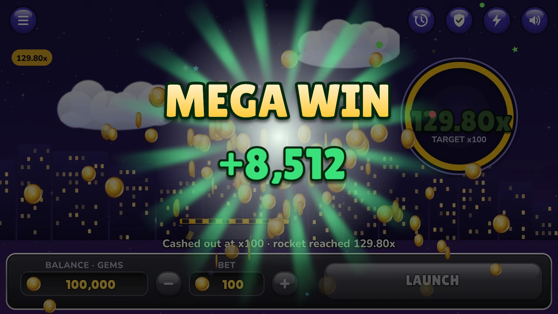 A brave target of x100 pays a mega win