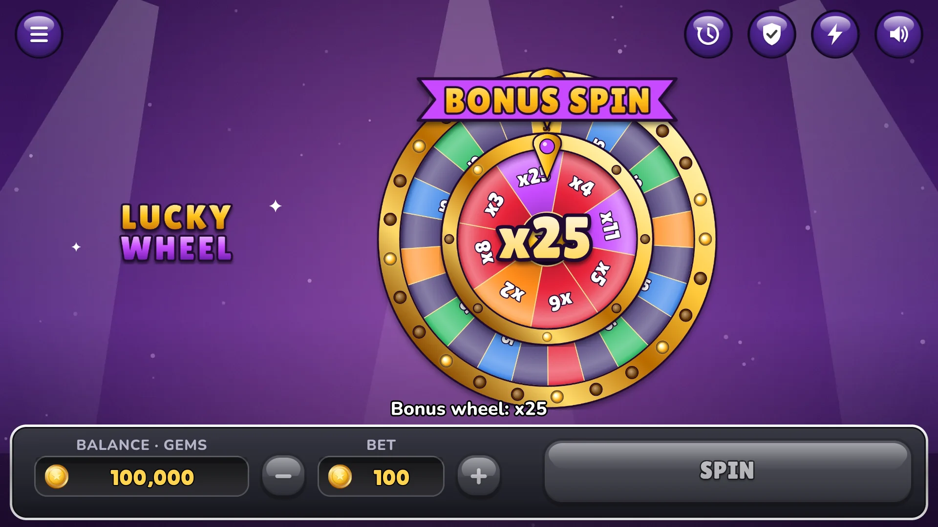 Land on BONUS to spin the inner wheel