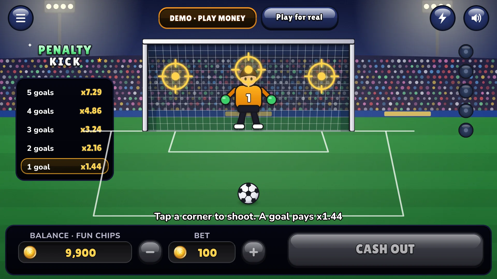 Aim for the left corner, the center or the right corner