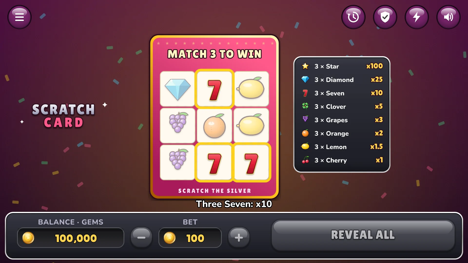 Three of a kind wins