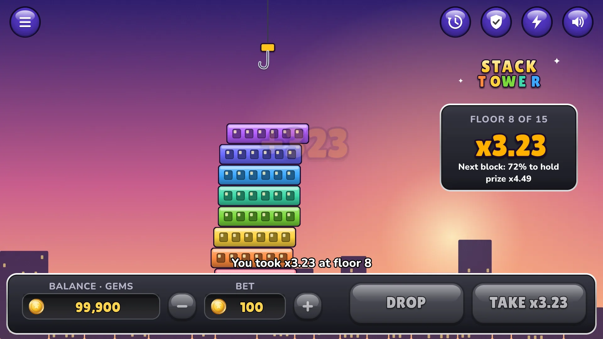 Cash out a tall tower for a big win