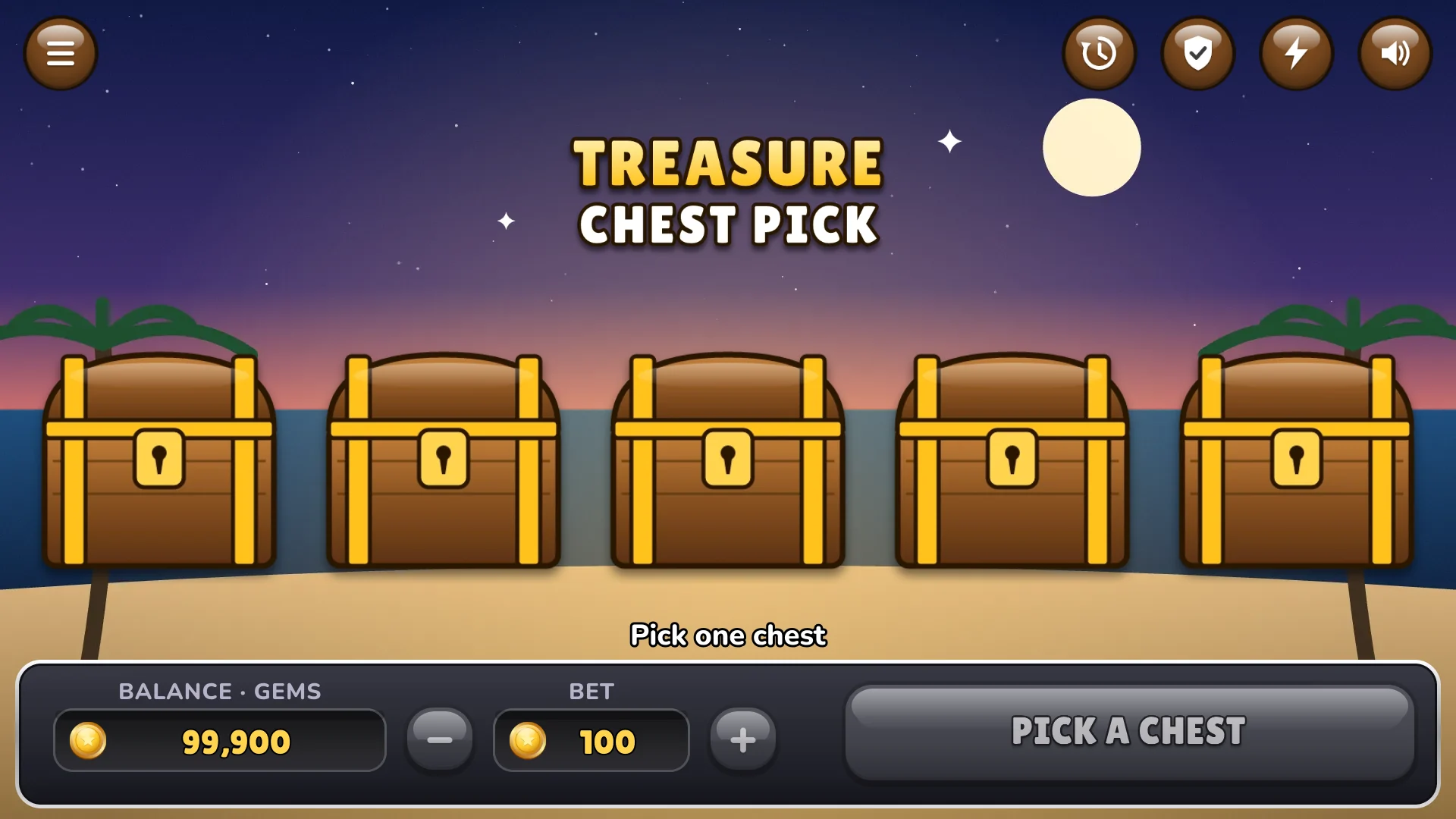 Place your bet, then pick one chest
